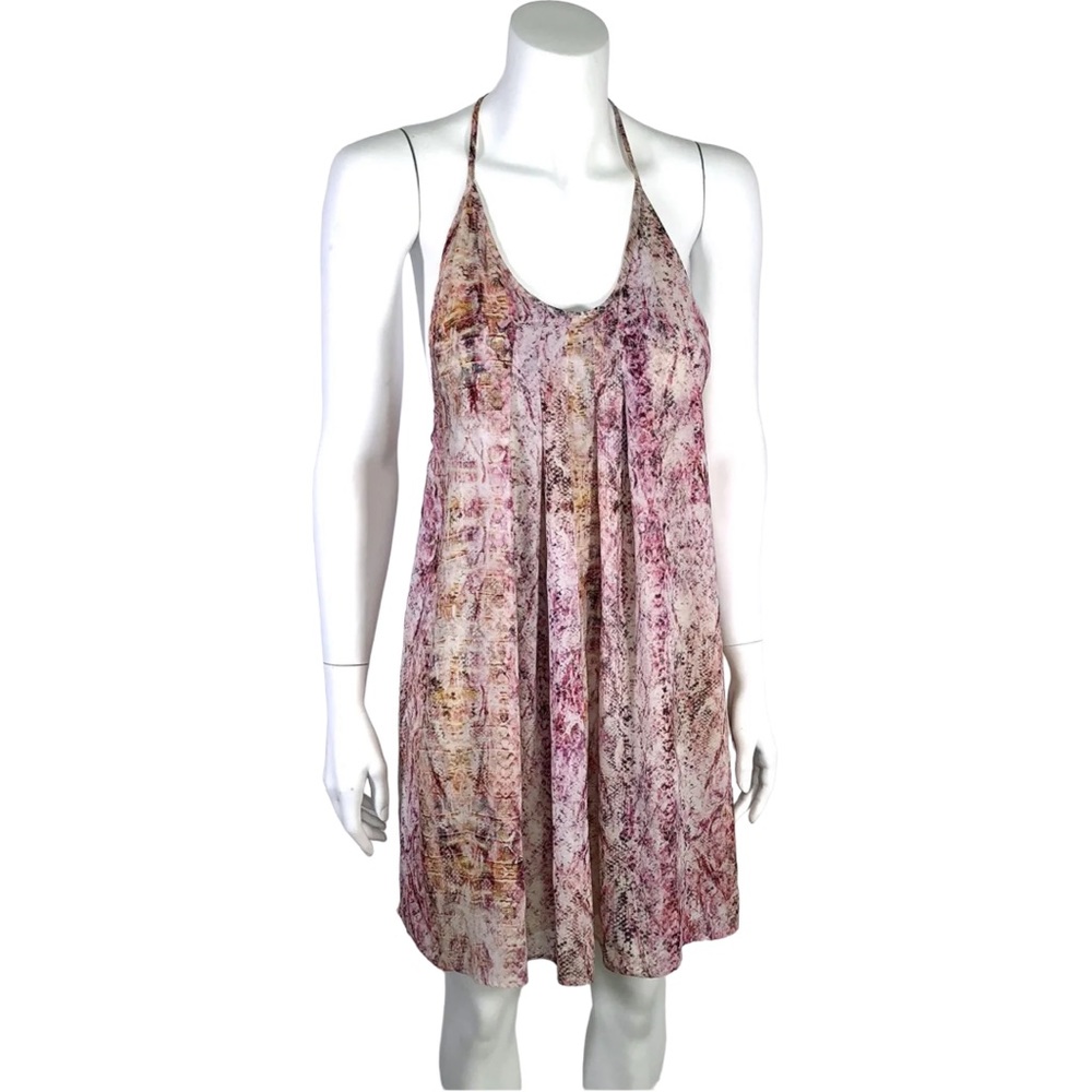 LAVENDER BROWN Dress Pink Multi Snake Print T Back Mini Dress